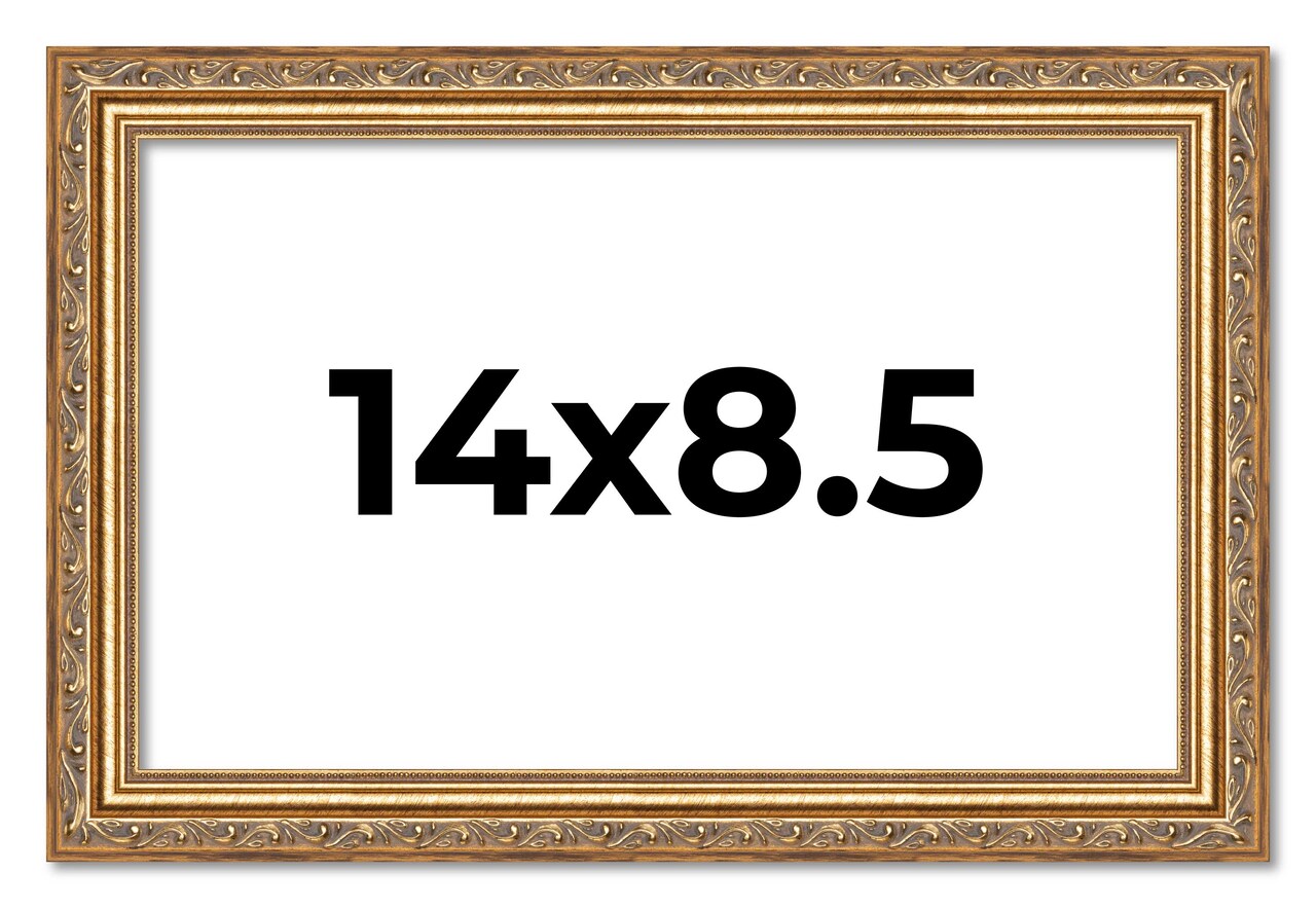 14x8.5 Solid Wood Antique Picture Frame with UV-Resistant Acrylic & Acid-Free Backing, Available in 4 Finishes: Bronze, Gold, Silver, and Gold with Black